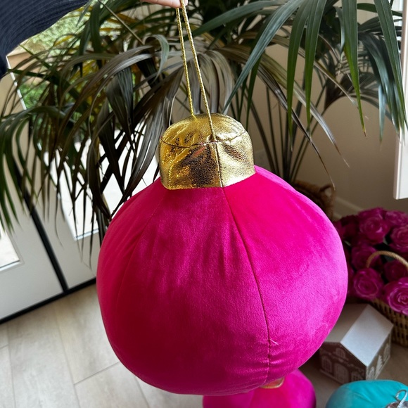 jingle & joy Holiday Jingle Joy Ornament Pillow Throw Plush Pink